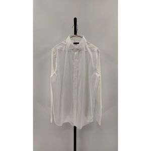 Quince Men Organic Cotton Stretch Twill Dress Shirt White Sleeved Top M